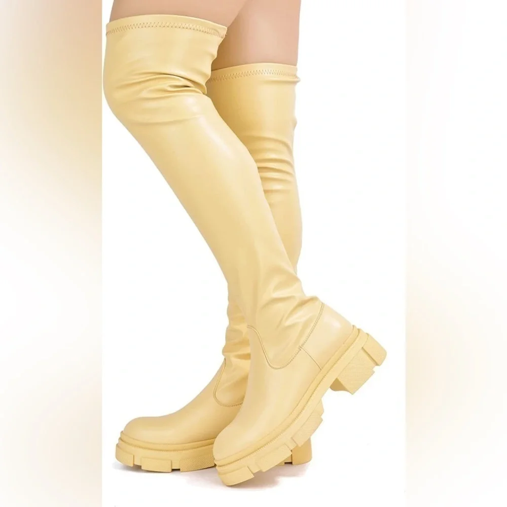 Cape Robbin Campi Over the Knee Chunky Block Heel Fashion Pull On Boots Size‎ 10